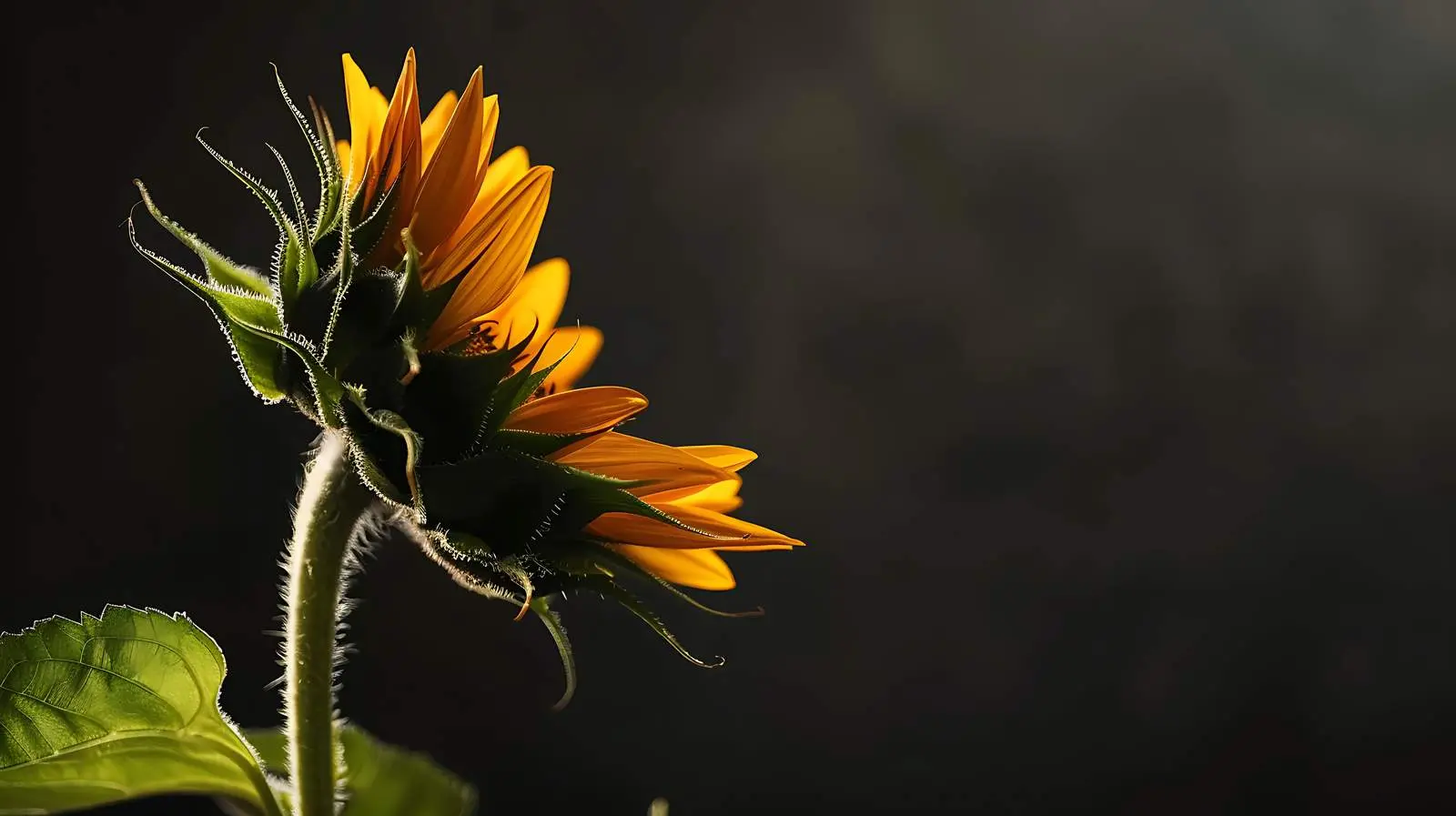 Sunflower Bud in Sunlight and Shadows — free download from Dotvec