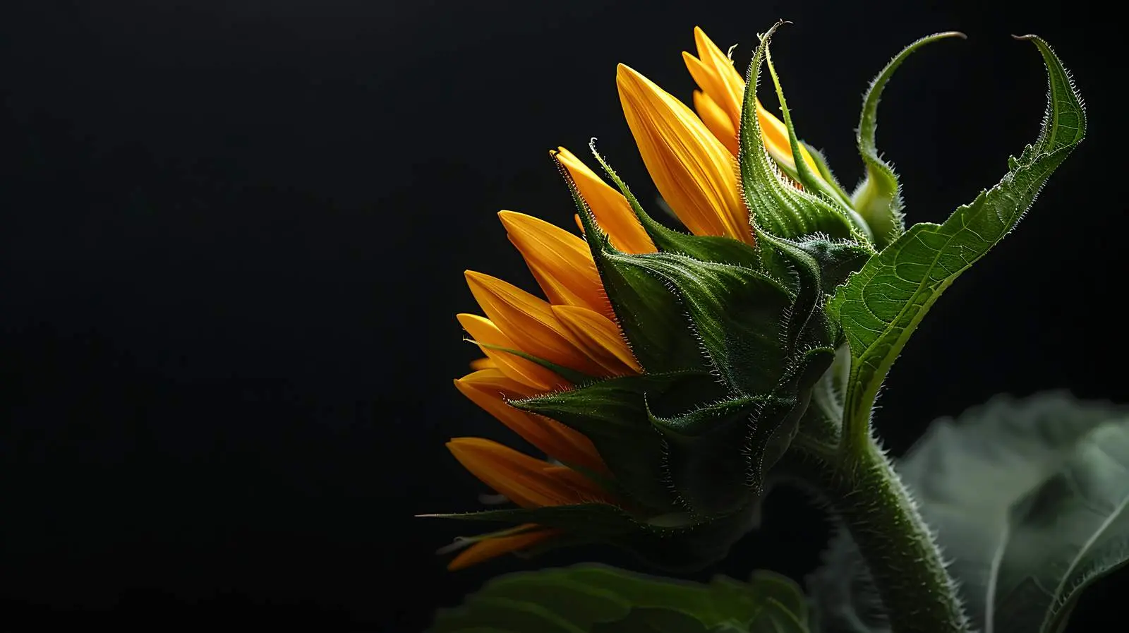 Sunflower Bud in Aesthetic Sunlight and Shadows — free download from Dotvec