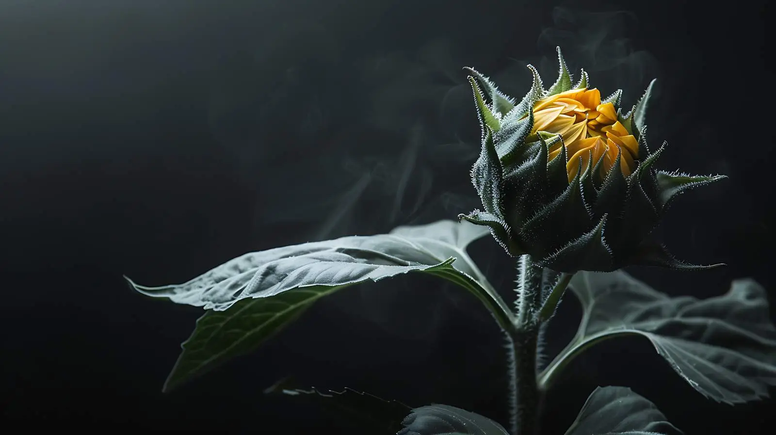 Sunflower Bud in Aesthetic Sunlight and Shadows — free download from Dotvec