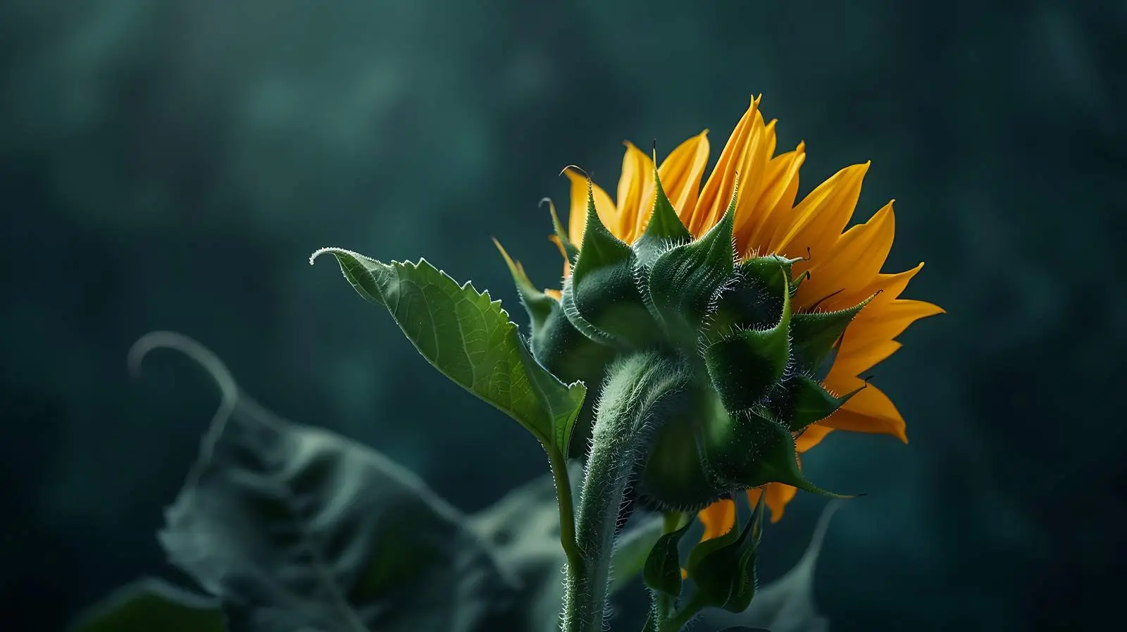 Sunflower Bud in Aesthetic Sunlight Shadows — free download from Dotvec