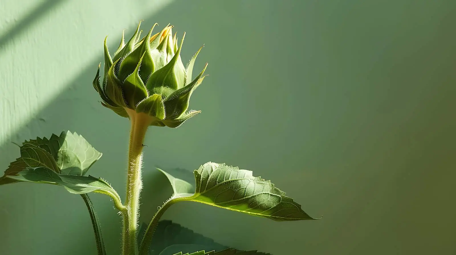 Sunflower Bud in Aesthetic Sunlight and Shadows — free download from Dotvec