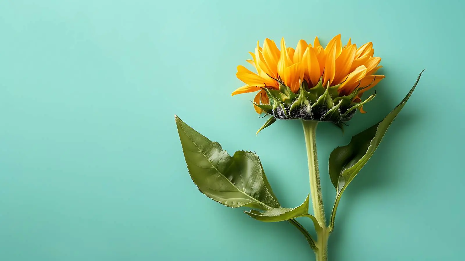 Sunflower Bud on Aquamarine Background — free download from Dotvec