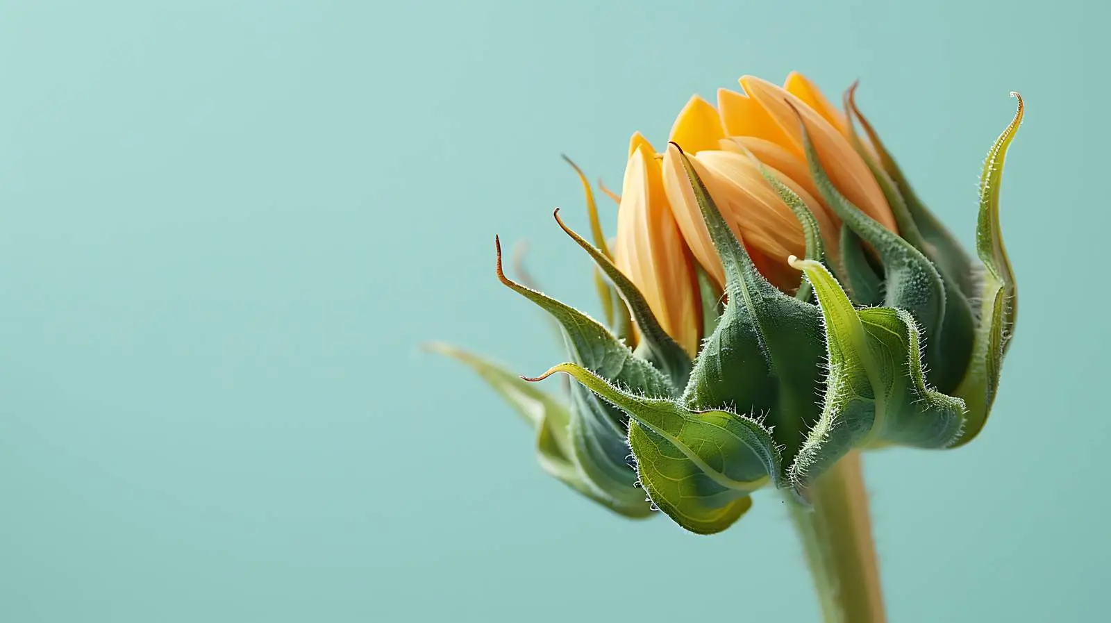 Sunflower Bud on Aquamarine Background — free download from Dotvec
