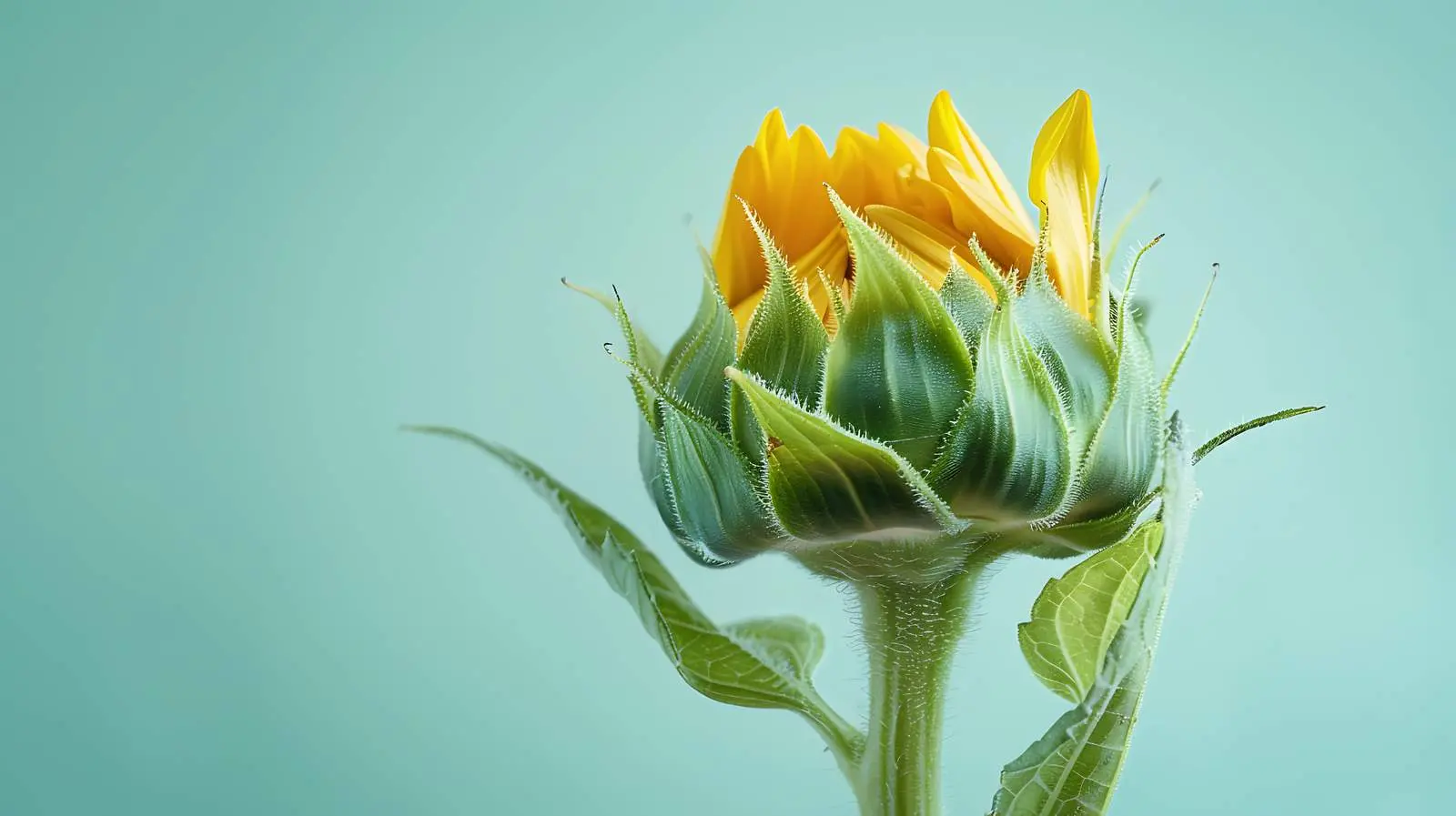 Sunflower Bud on Aquamarine Background — free download from Dotvec