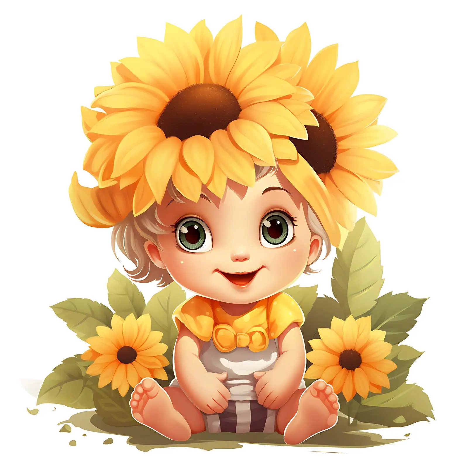 Sunflower Floral Summer Newborn Portrait — free download from Dotvec
