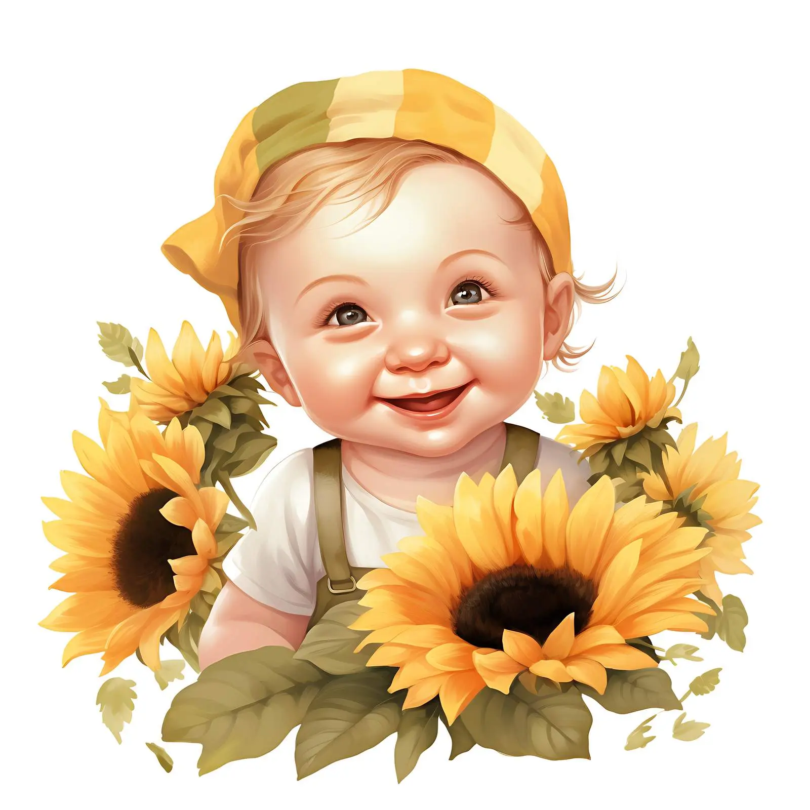 Summer Newborn Portrait with Sunflowers — free download from Dotvec