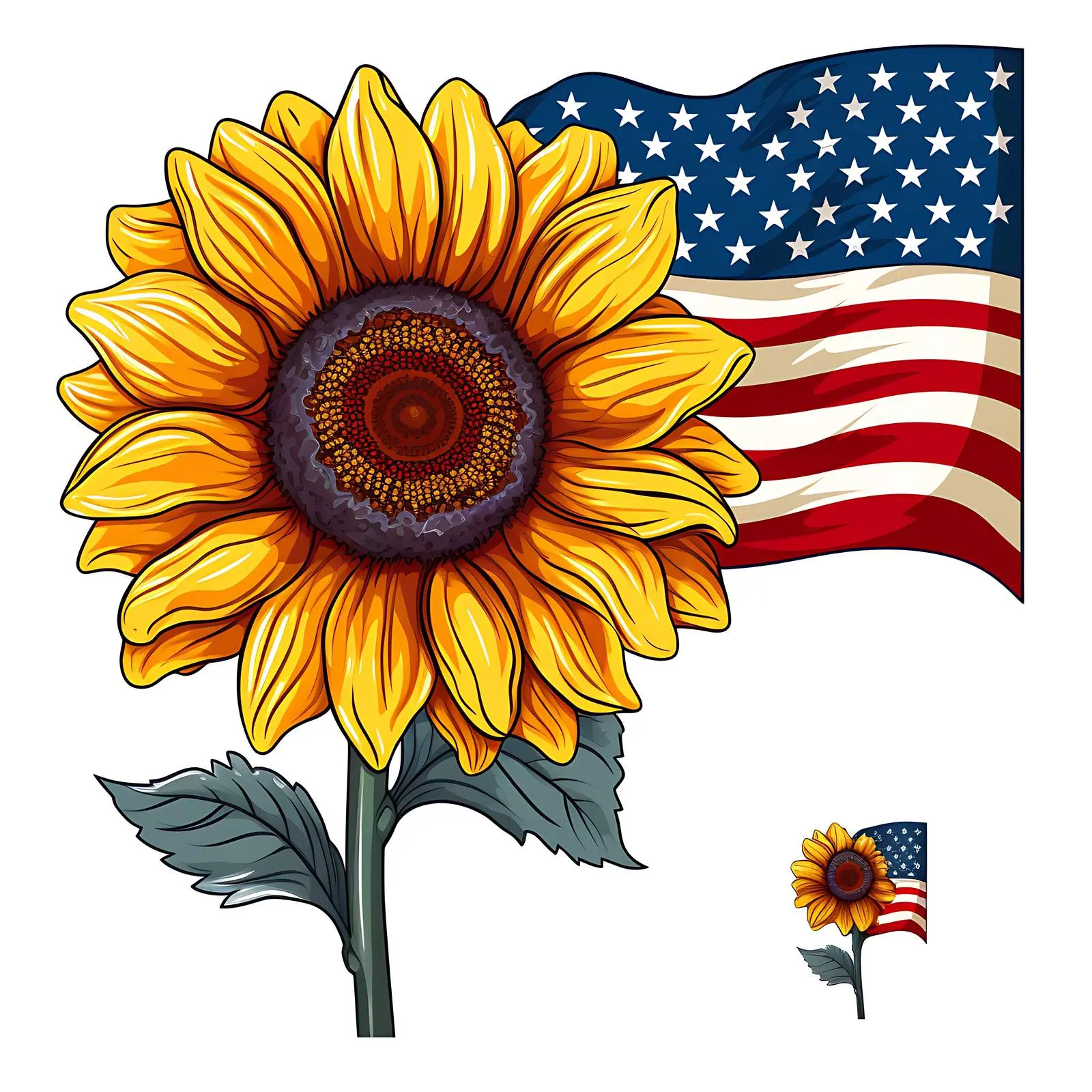 Sunflower Representing American Flag Colors – free america image from Dotvec
