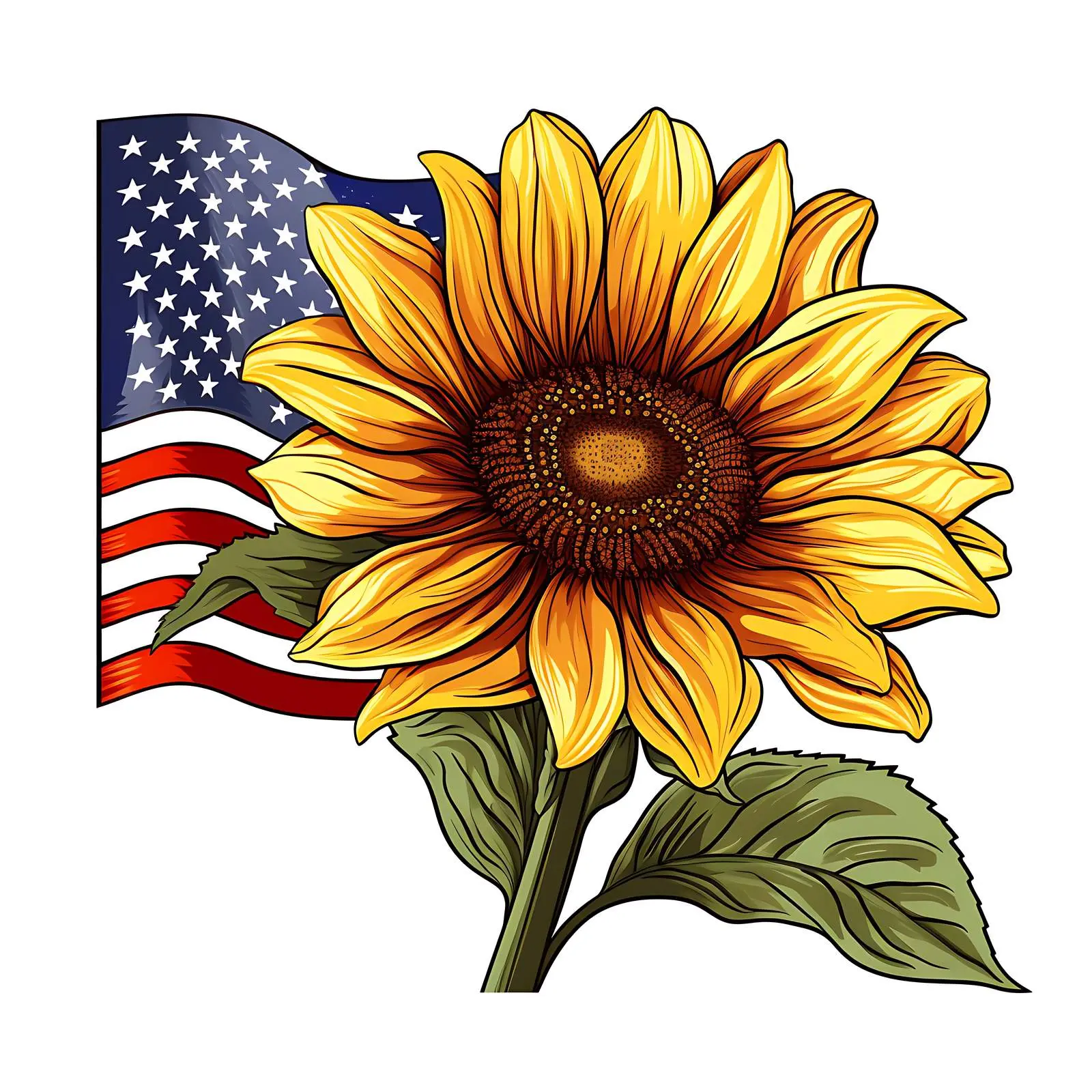 Sunflower Inspired by American Flag Colors – free sunflowers image from Dotvec