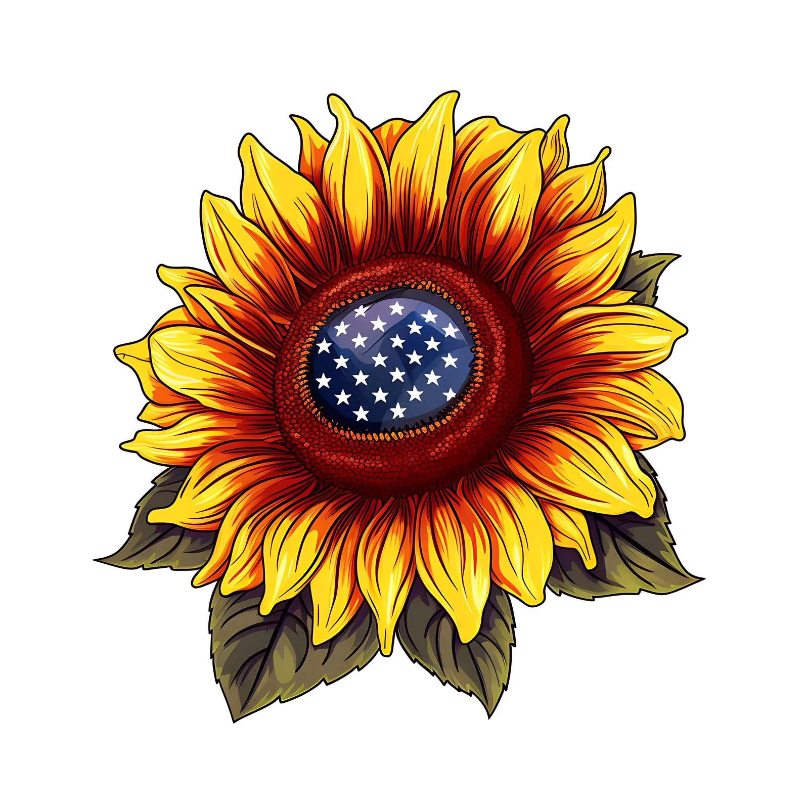 Sunflower with American Flag Colors — free download from Dotvec