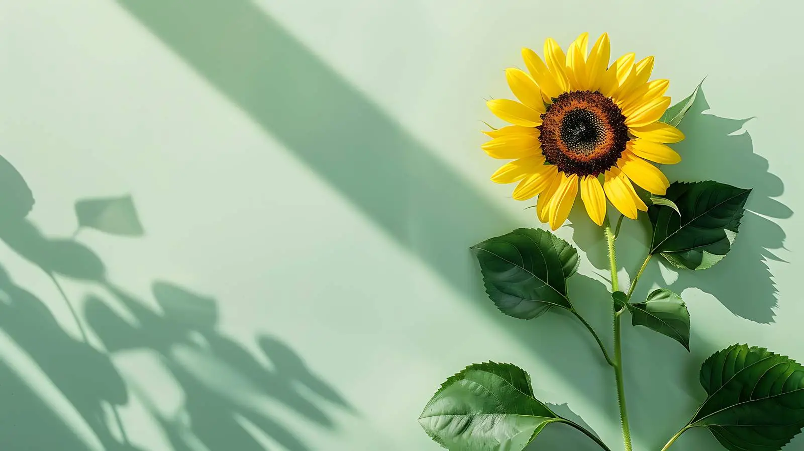 Sunflower Casting Shadows in Soft Green Light — free download from Dotvec