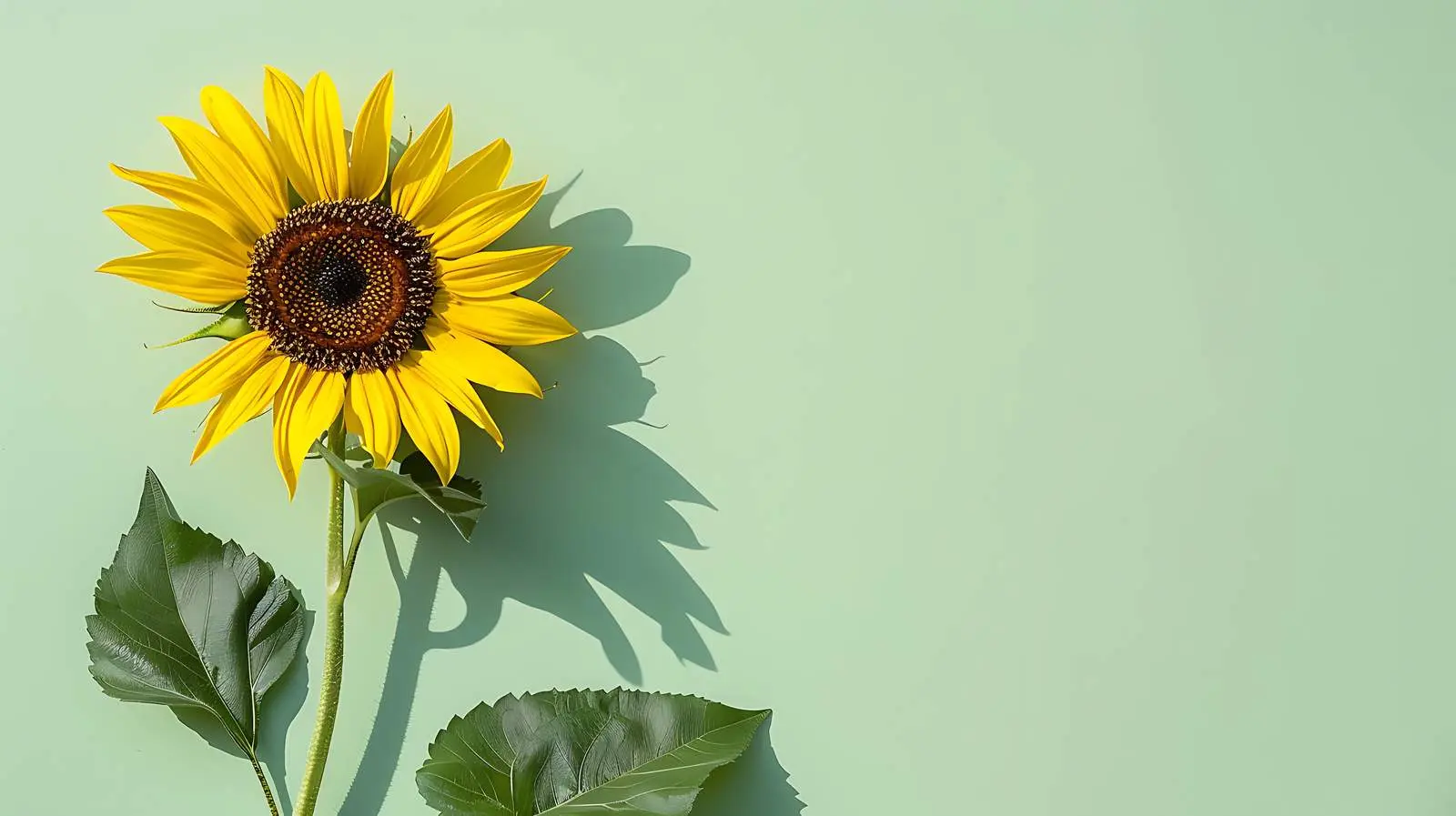 Sunflower Casting Shadows on Light Green Background — free download from Dotvec