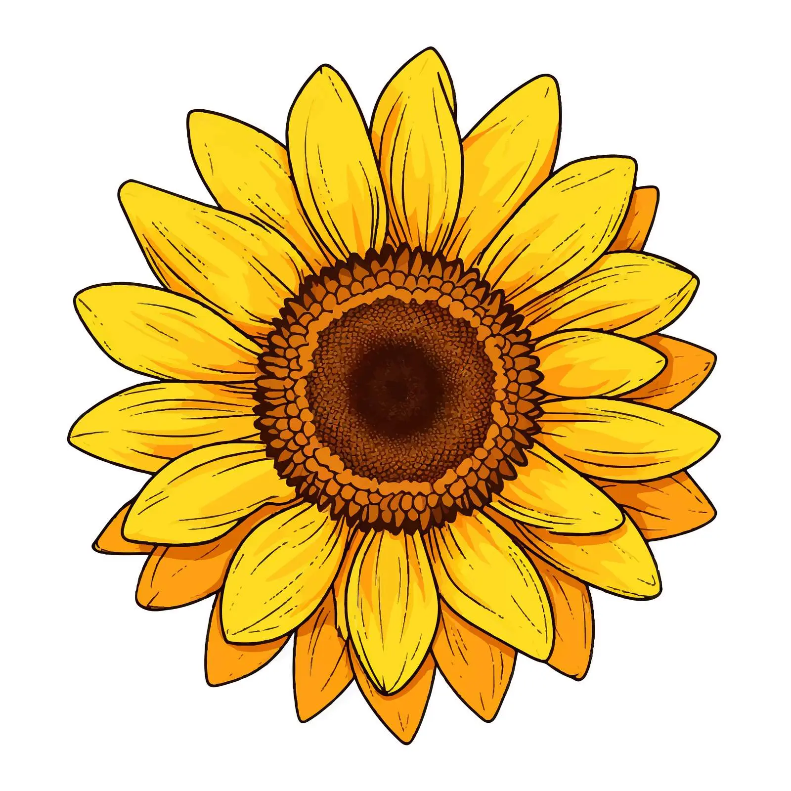 Sunflower Line Vector Illustration on White Background — free download from Dotvec