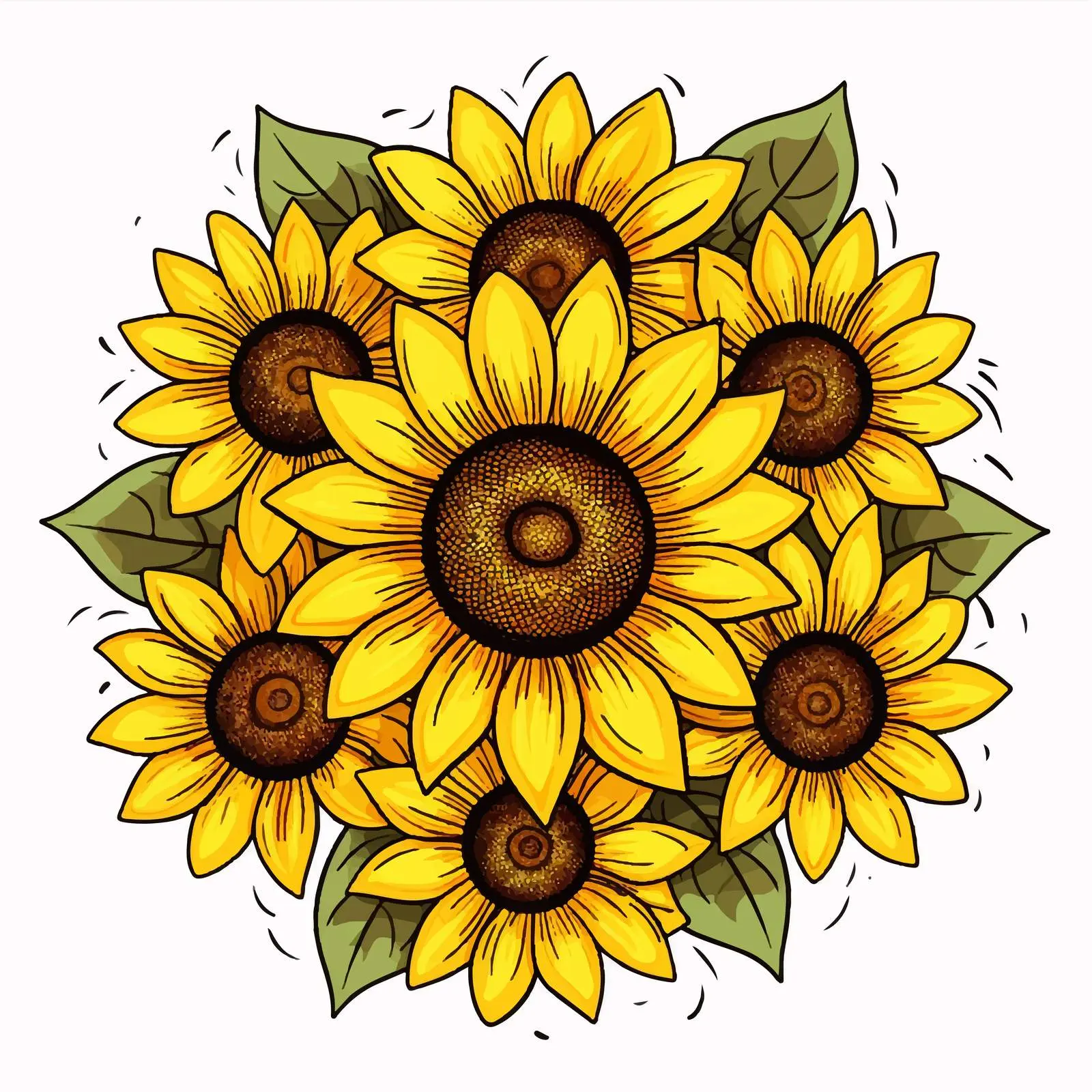 Sunflower Line Vector Illustration on White Background — free download from Dotvec