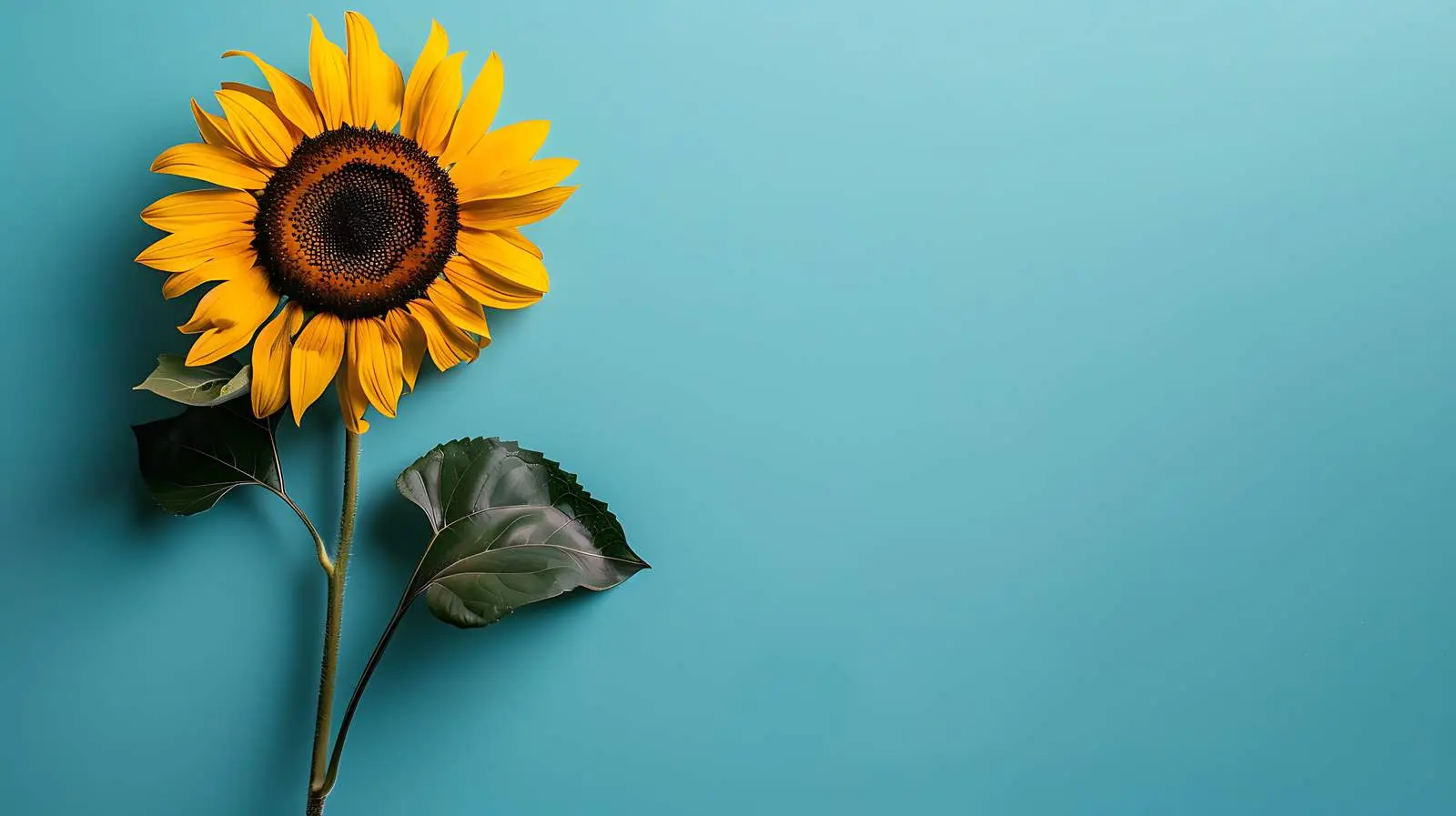 Vibrant Sunflower on Blue Green Background – free nature art image from Dotvec