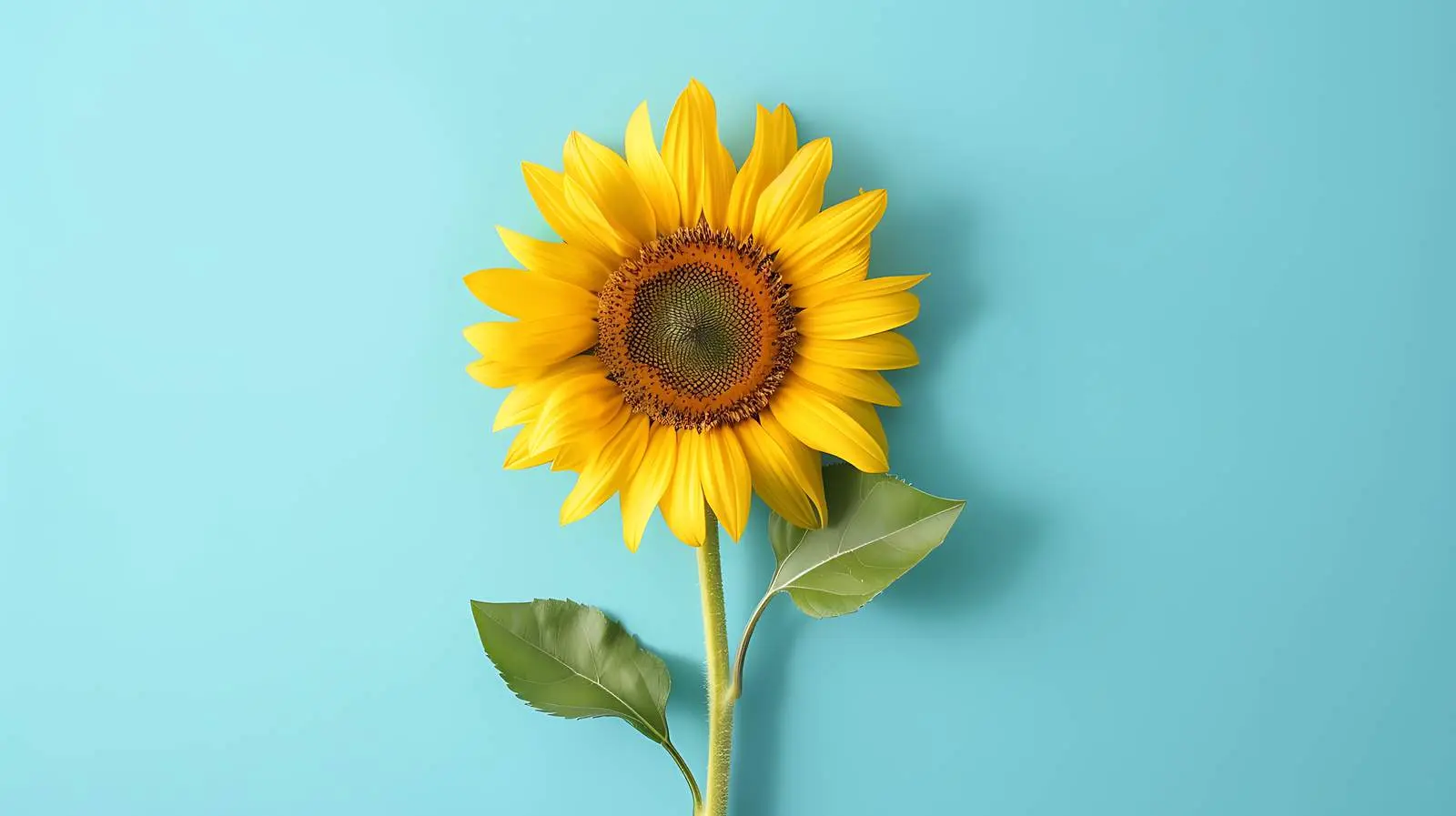 Sunflower Flat Lay on Blue Green Background — free download from Dotvec