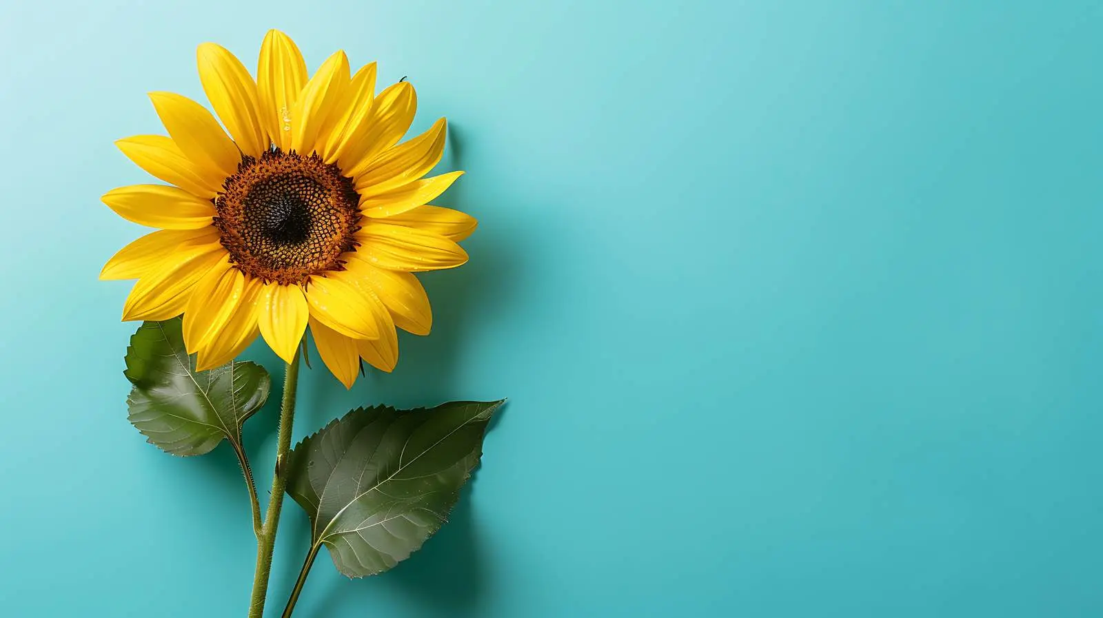 Sunflower Flat Lay on Blue Green Background — free download from Dotvec