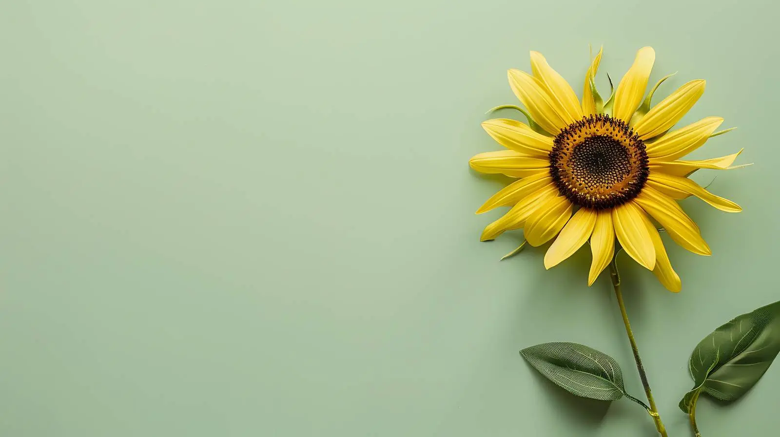 Bright Sunflower on Light Green Background – free nature art image from Dotvec