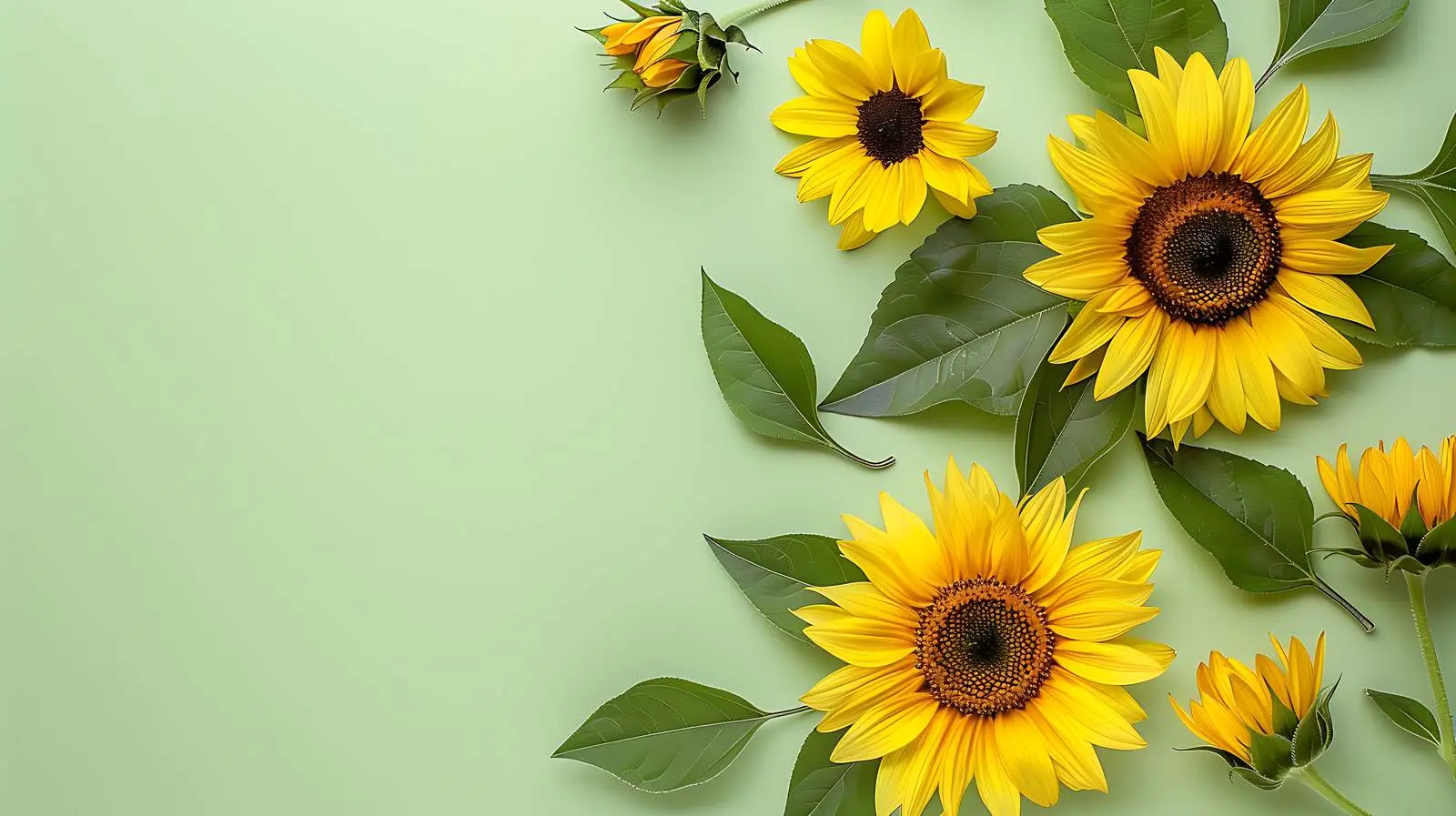 Sunflower on Light Green Background Aesthetic Floral — free download from Dotvec