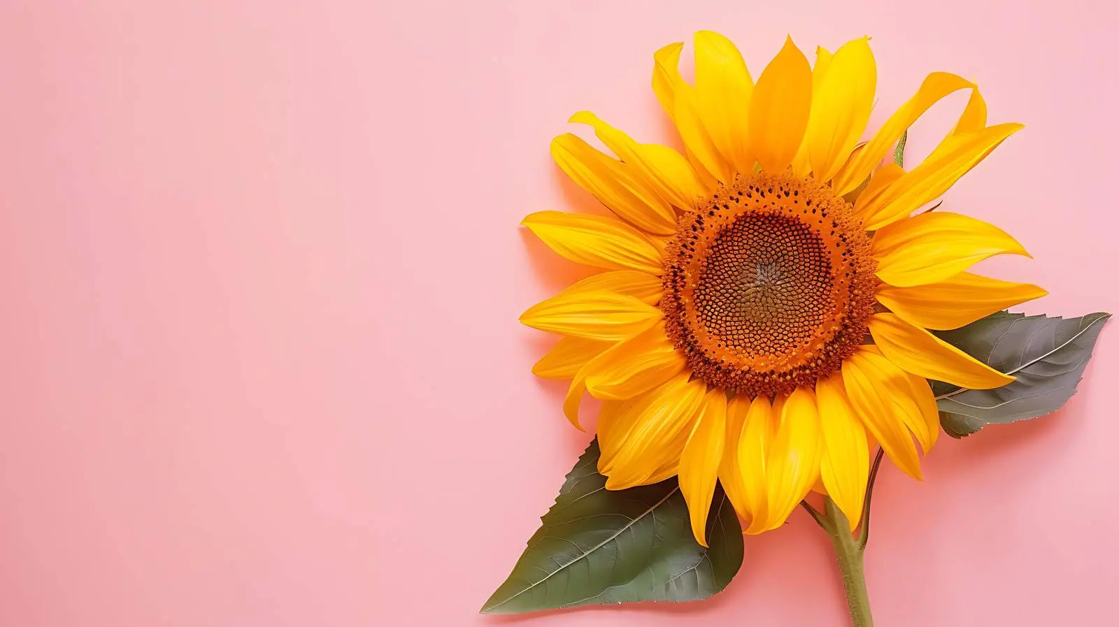 Sunflower on Peach Background - Flat Lay Photography — free download from Dotvec