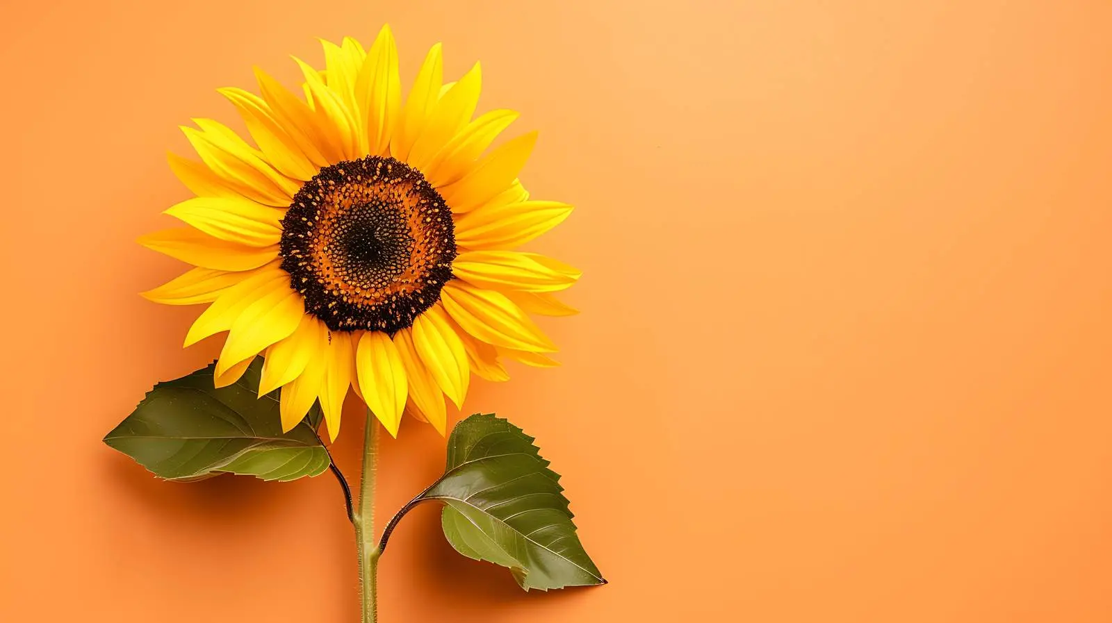 Sunflower on Peach Background - Flat Lay View – free creative styling image from Dotvec