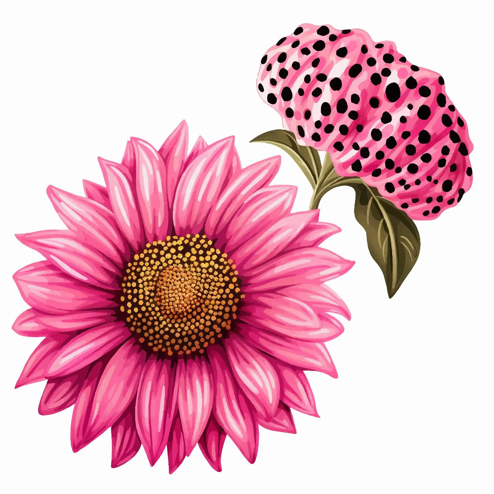 Sunflower Sublimation with Pink Leopard Prints — free download from Dotvec