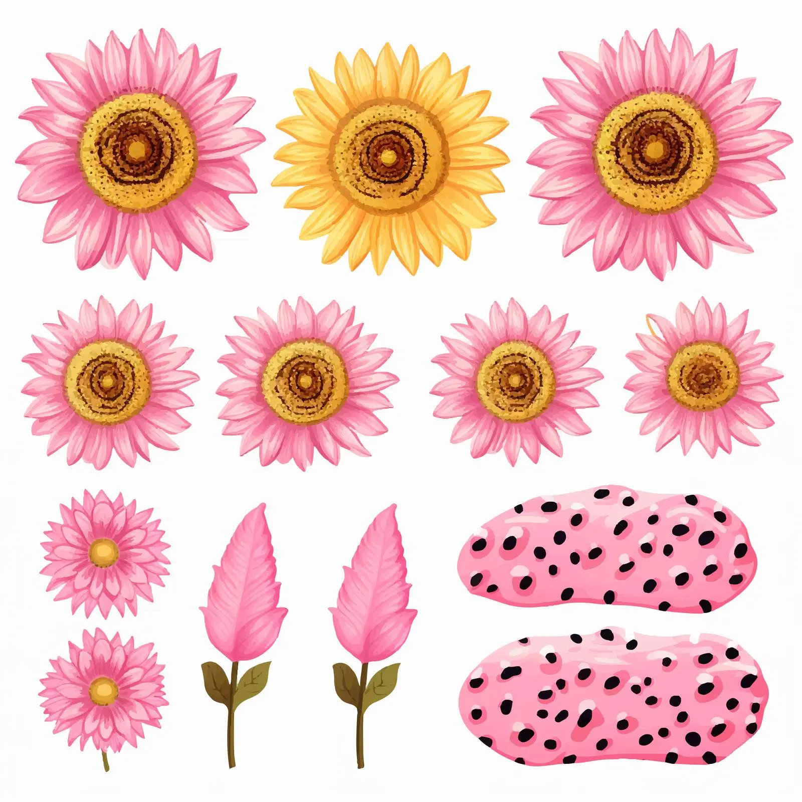 Sunflower and Pink Leopard Print Vector Design — free download from Dotvec