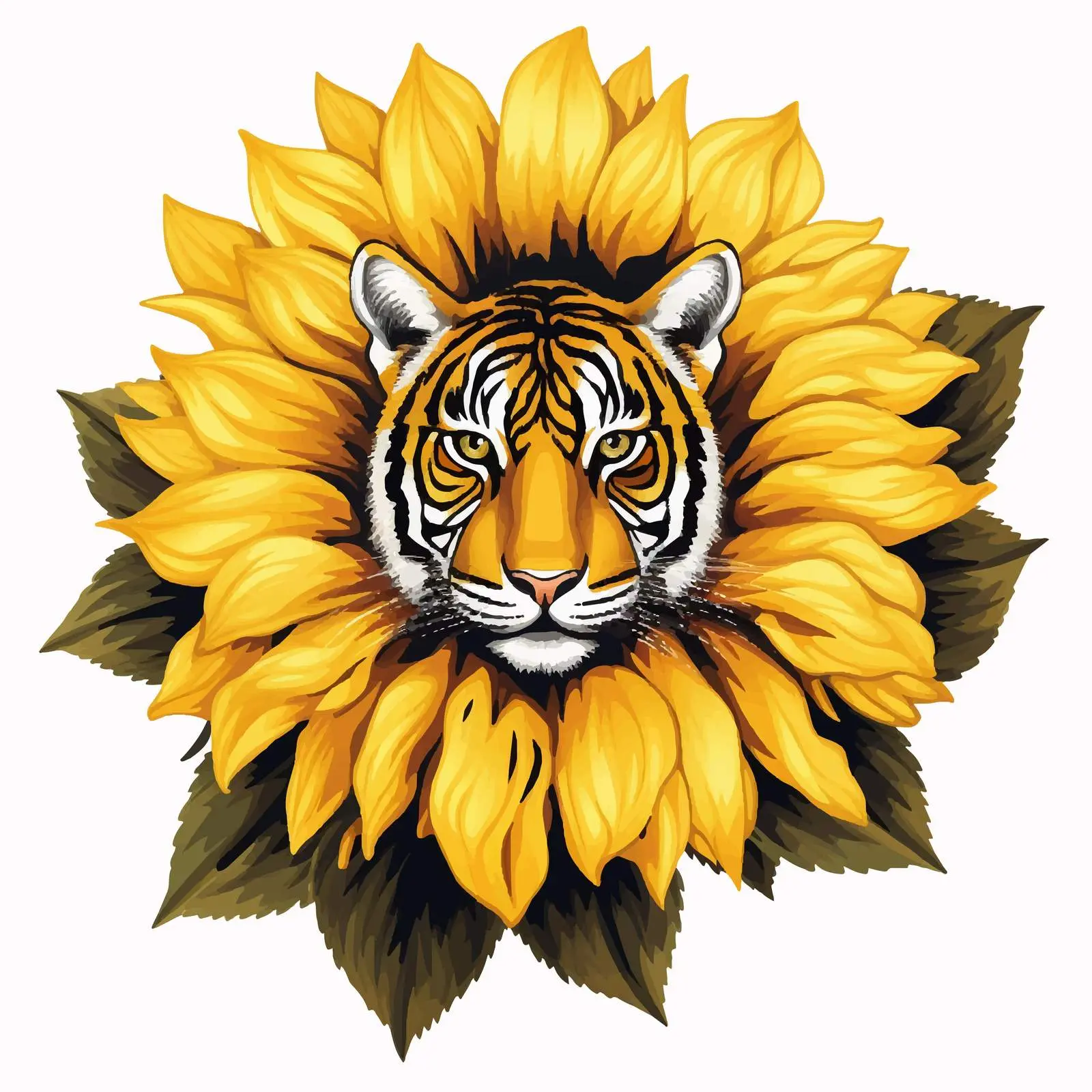 Sunflower and Tiger Texture Clip Art – free tropical design image from Dotvec