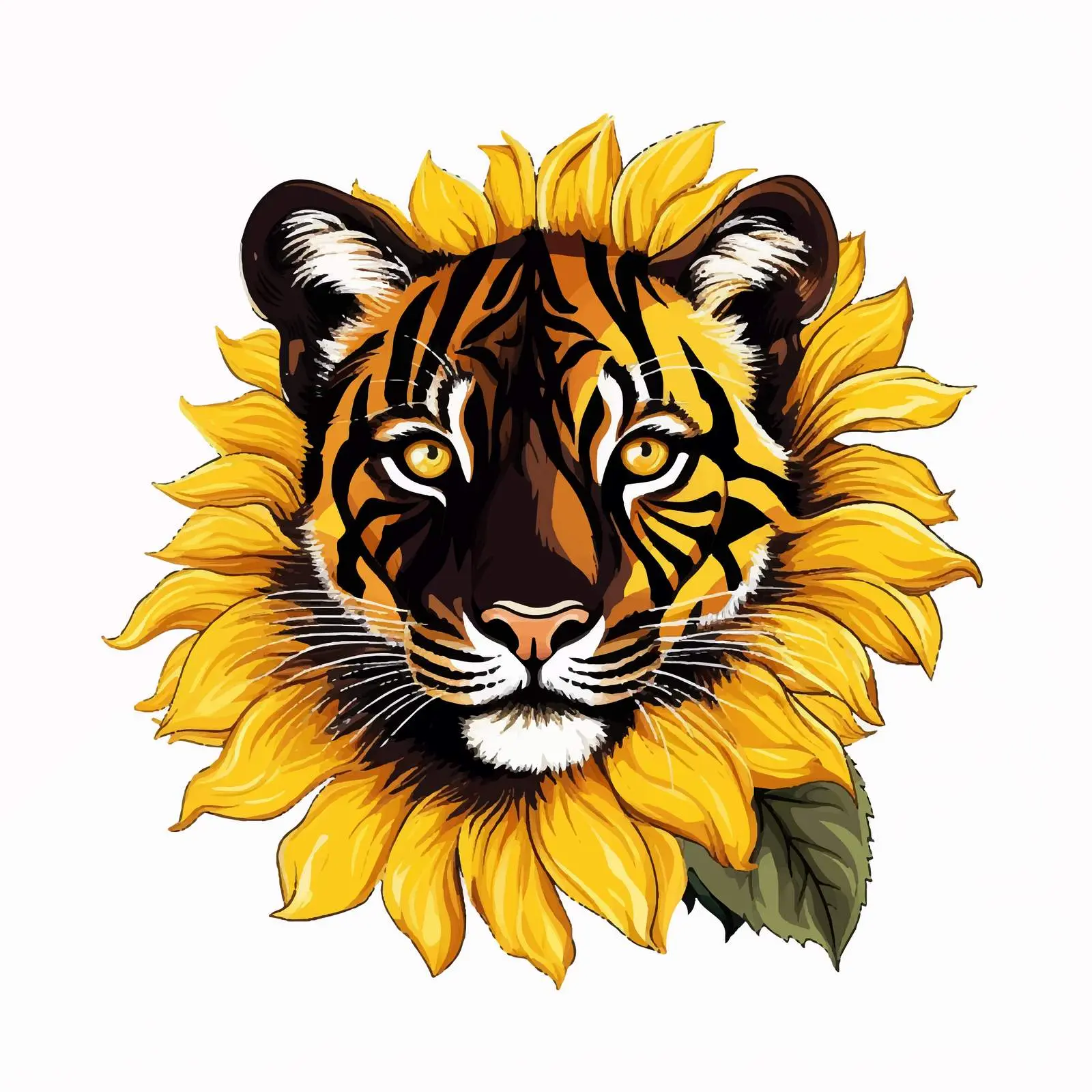 Sunflower Tiger Texture Clip Art on White Background — free download from Dotvec