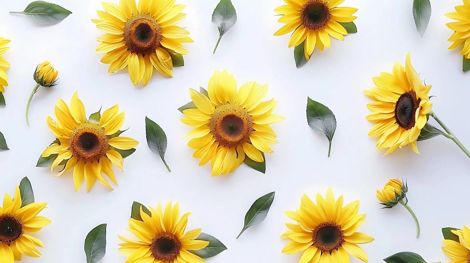 Vibrant Sunflowers on White Summer Background – free sunflowers image from Dotvec