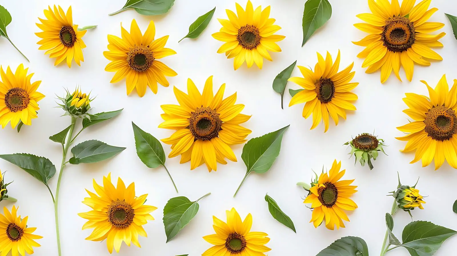 Sunflowers Flat Lay on White Background — free download from Dotvec