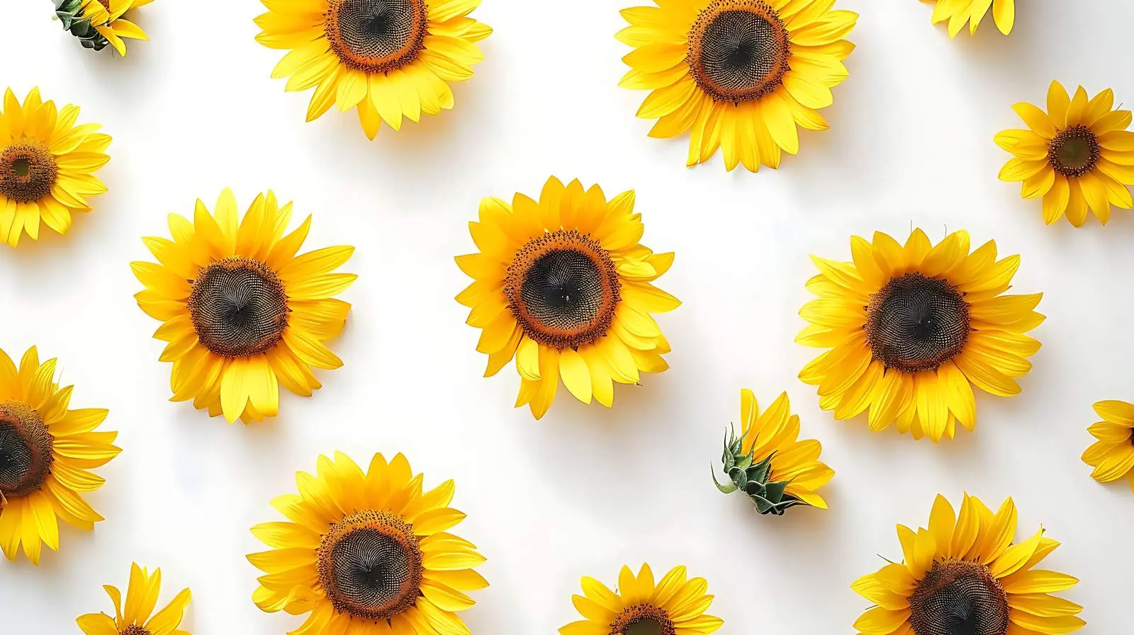 Sunflowers on White Background - Summer Flat Lay — free download from Dotvec