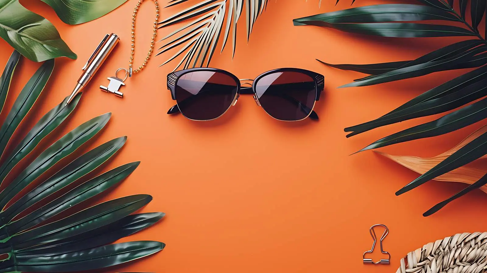 Tropical Palm Leaf Necklace with Sunglasses Clips — free download from Dotvec