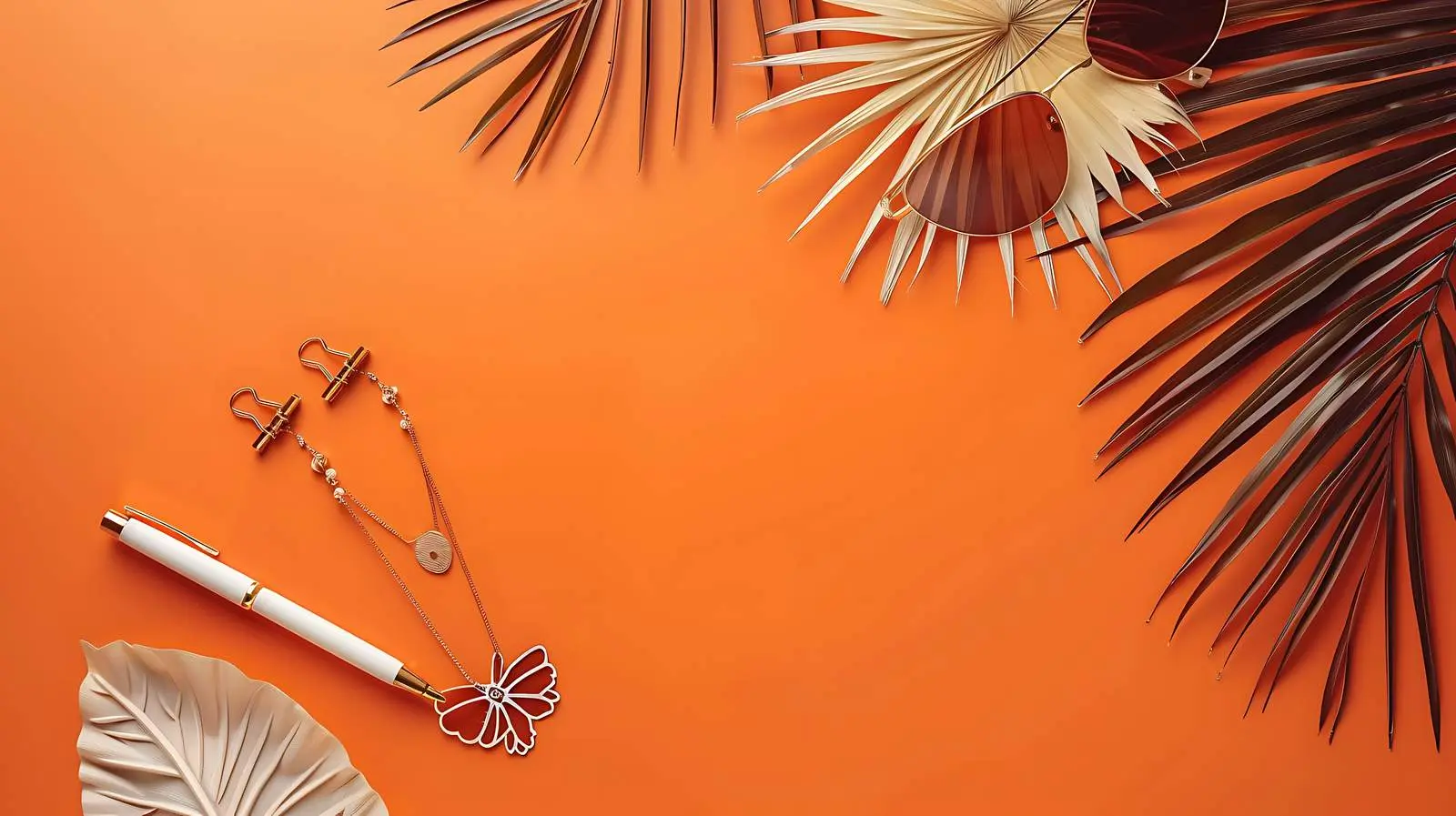 Sunglasses with Tropical Palm Leaf Necklace Clips – free necklace image from Dotvec
