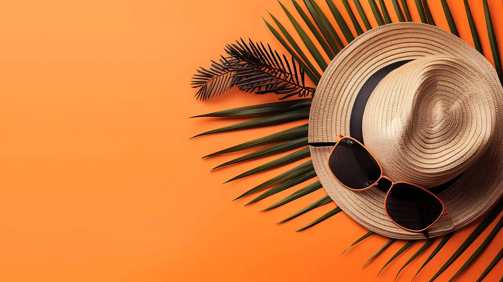 Sunglasses and Panama Hat on Tropical Background – free panama hat image from Dotvec