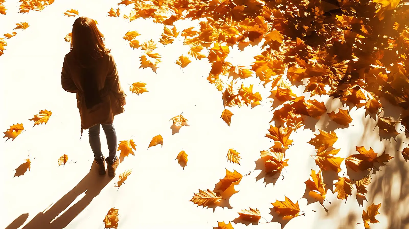 Silhouette of Woman on Fallen Leaves – free profile image from Dotvec