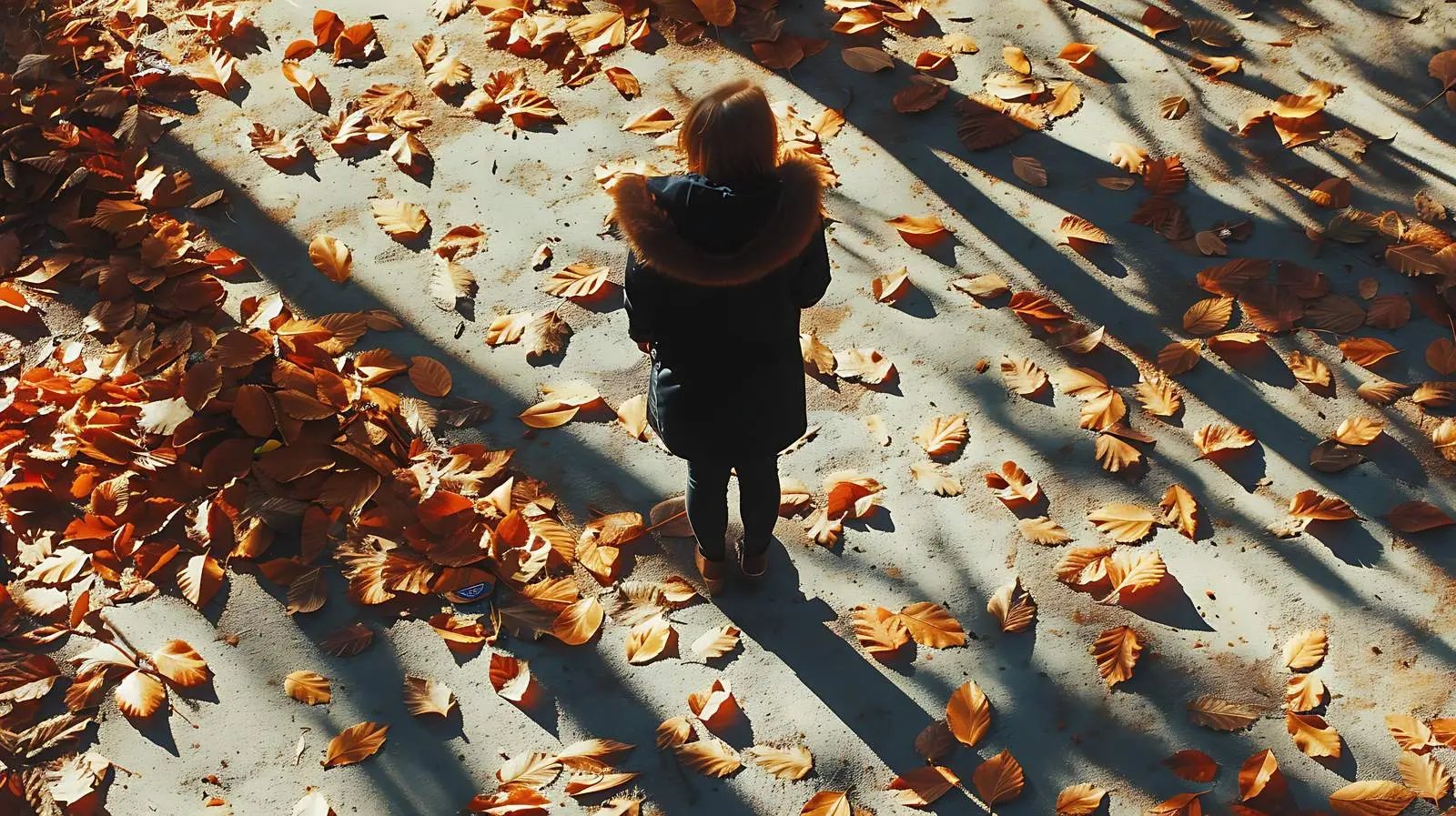 Silhouette of Woman on Fallen Leaves — free download from Dotvec