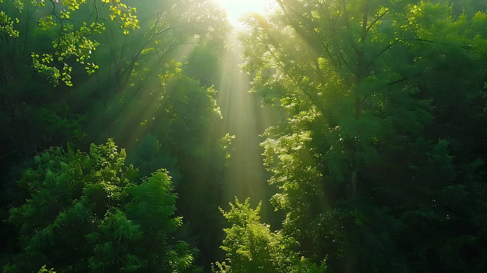 Aerial Sunlight Illuminating Forest Canopy — free download from Dotvec