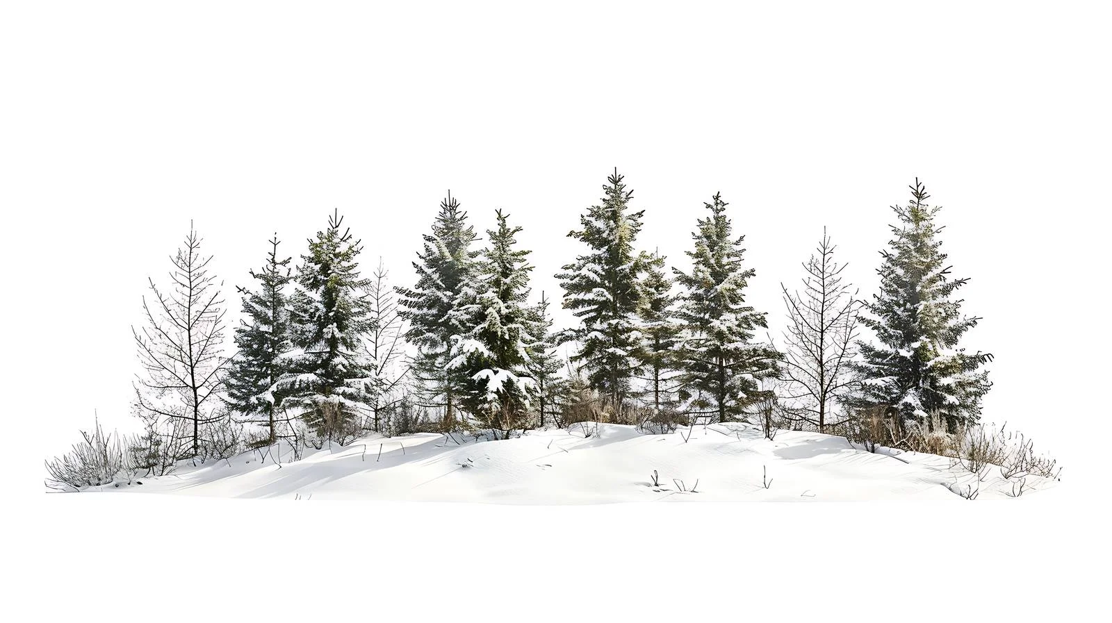 Snow-covered hillside with trees under sunlight — free download from Dotvec