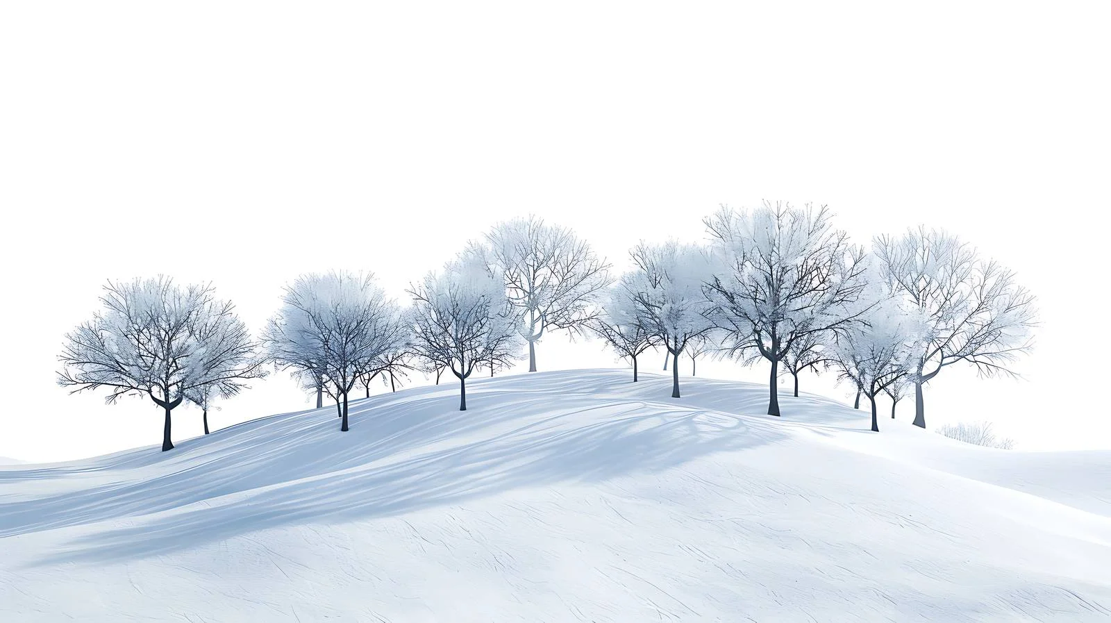 Snow-covered hillside with isolated trees — free download from Dotvec