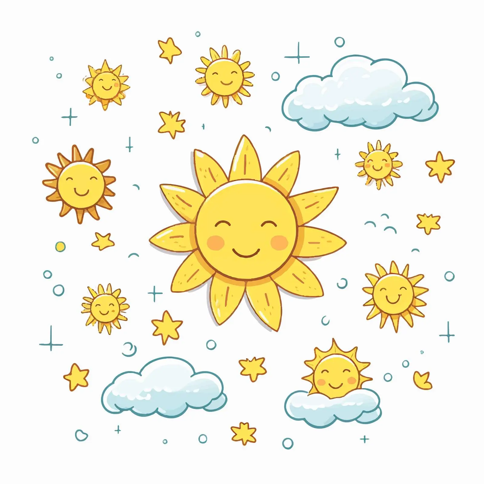 Sunny Weather Line Vector Illustration on White Background — free download from Dotvec
