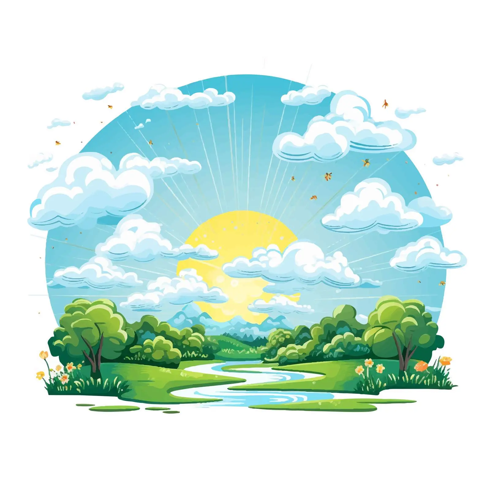 Sunny Weather Line Vector Illustration — free download from Dotvec