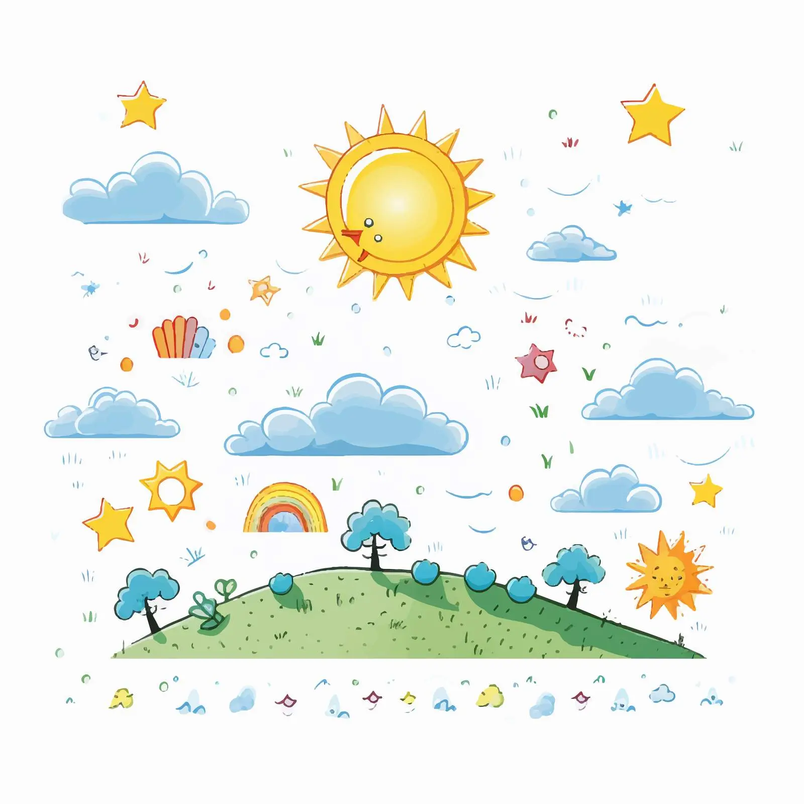 Sunny Weather Line Vector Illustration — free download from Dotvec