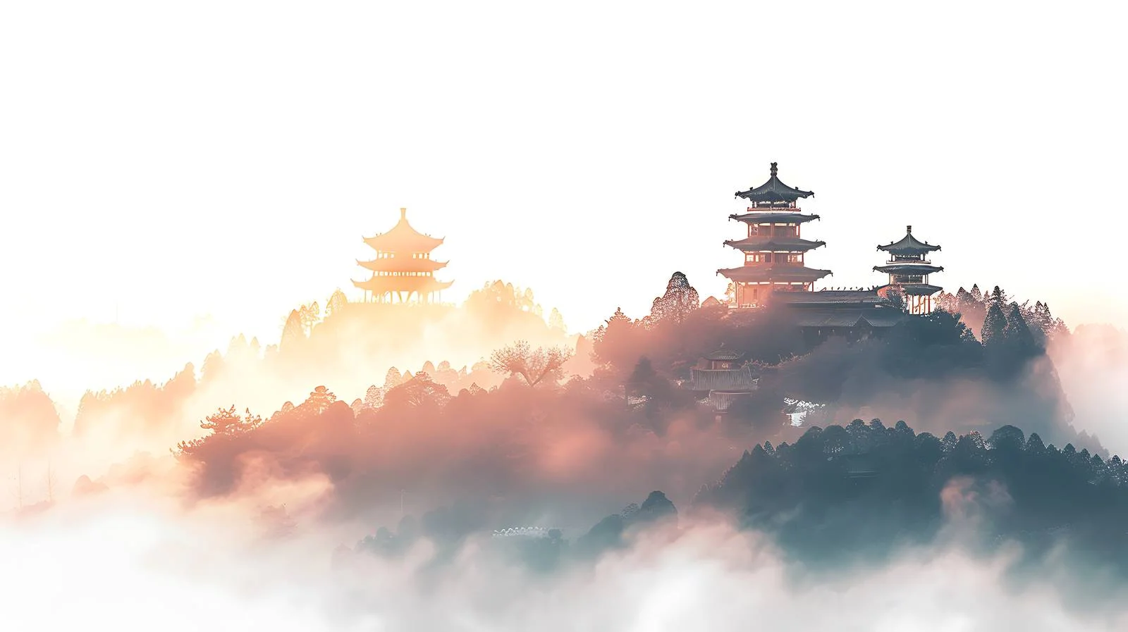 Tranquil Sunrise Langyi Temple Landscape — free download from Dotvec