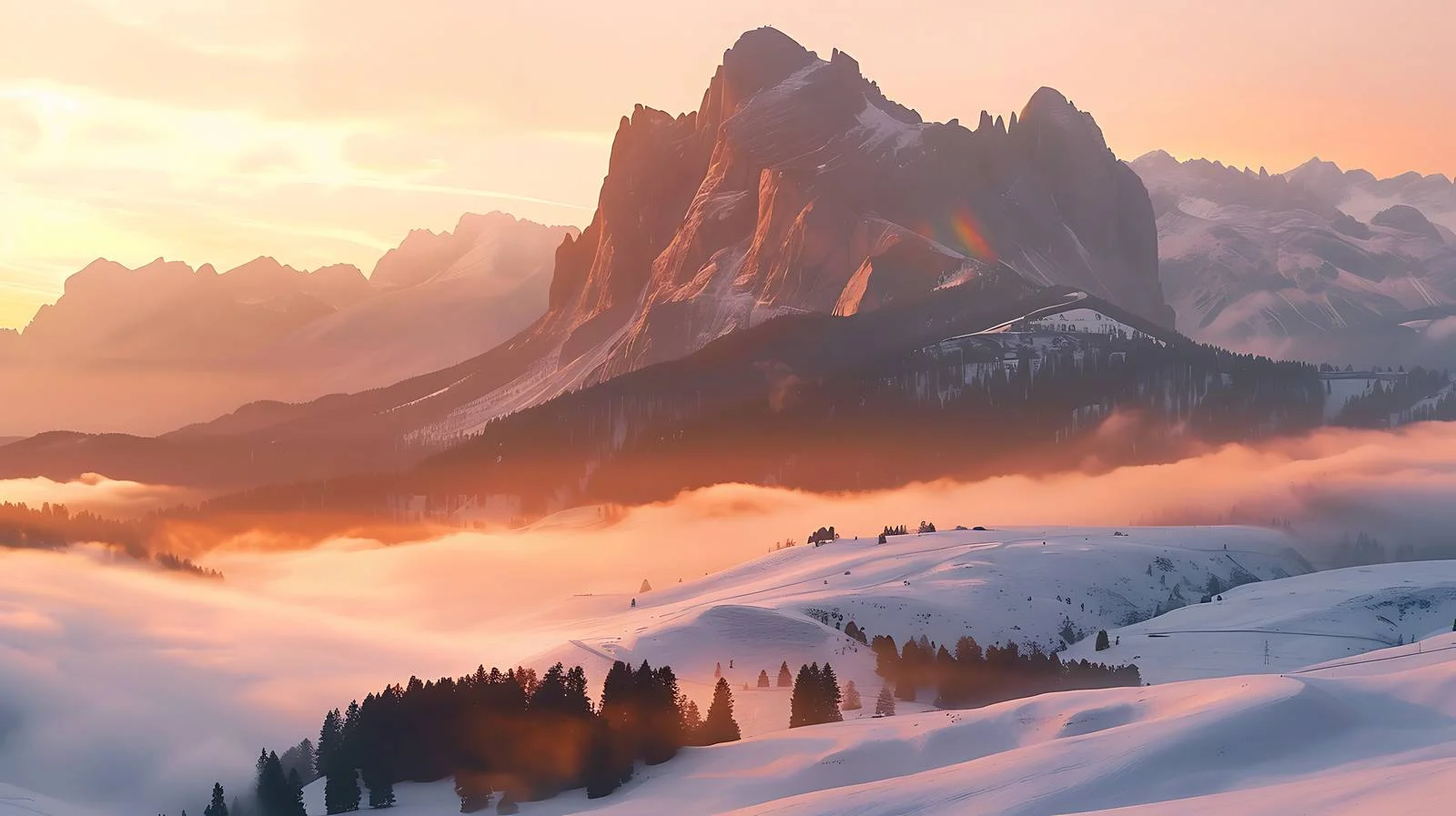 Majestic Sunrise over Alpe di Siusi Valley — free download from Dotvec