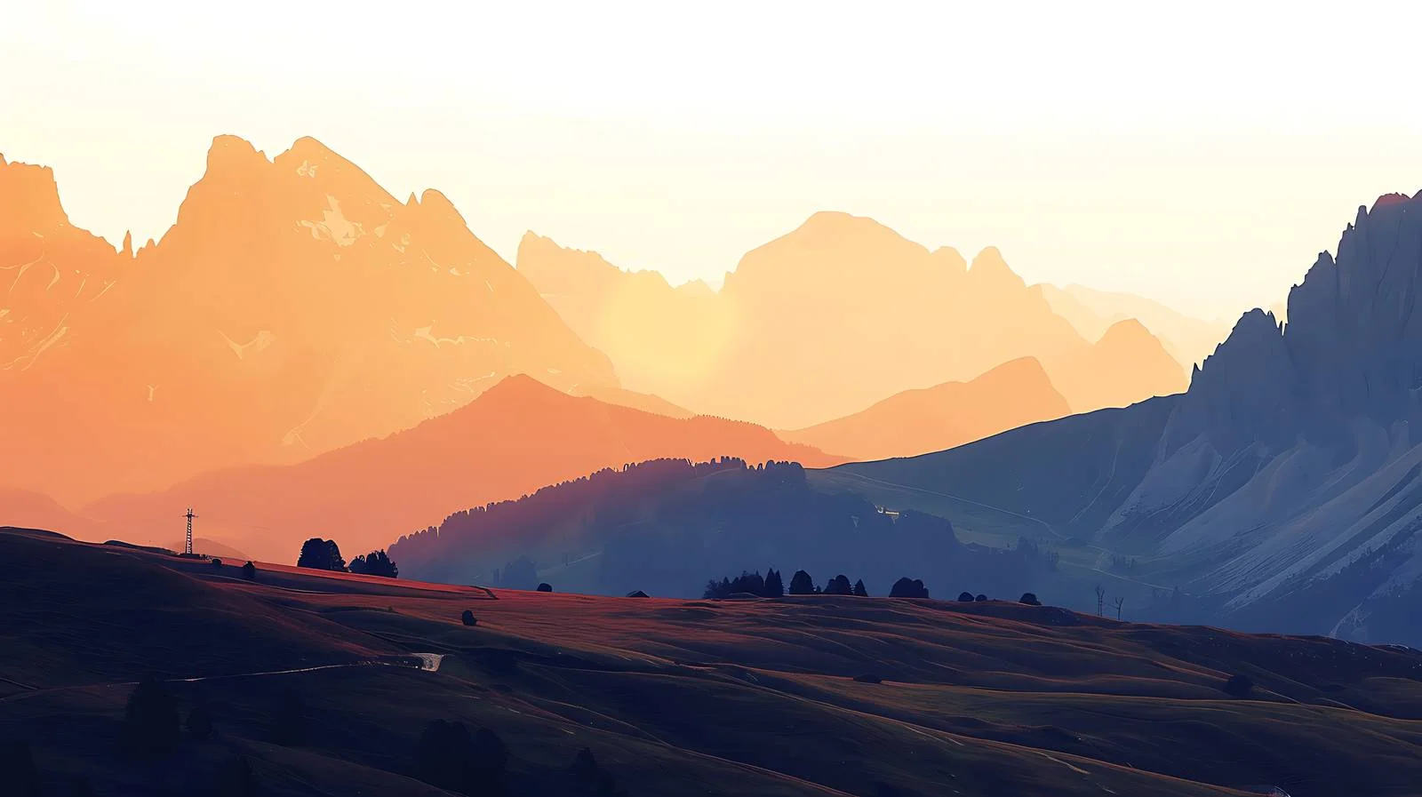 Majestic Sunrise at Alpe di Siusi Valley — free download from Dotvec