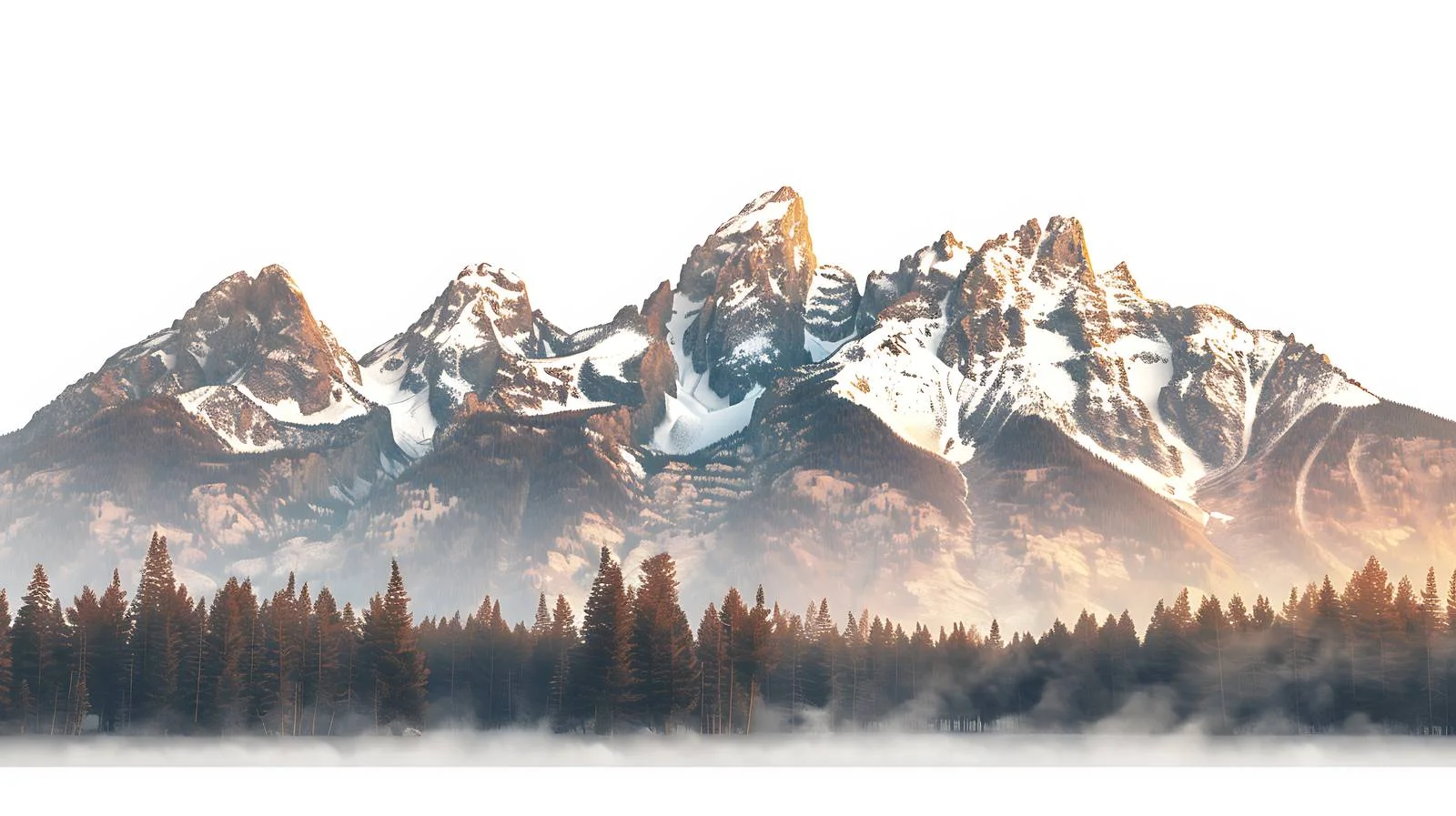 Dawn at the Teton Range on White — free download from Dotvec