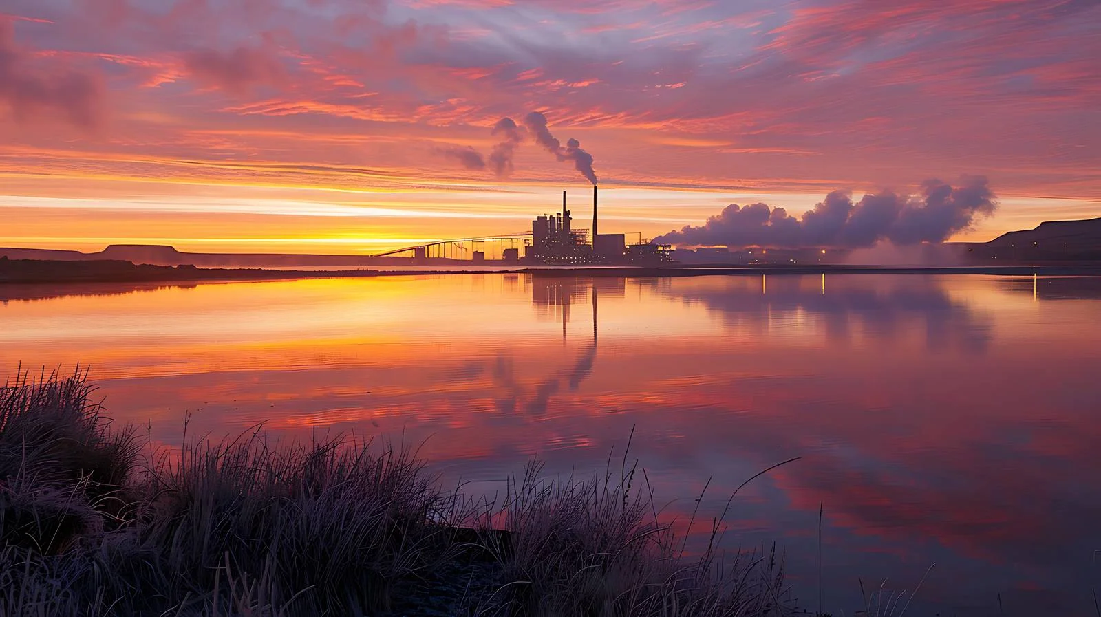 Sunrise at Reservoir Near Potash Factory — free download from Dotvec