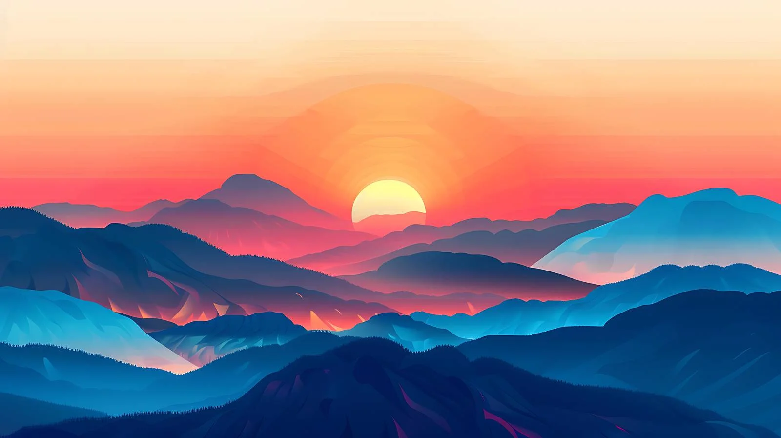 Mountain Sunset on White Background with Clipping Path — free download from Dotvec