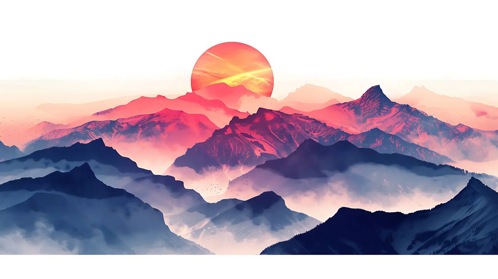 Mountain Sunset on White Background — free download from Dotvec
