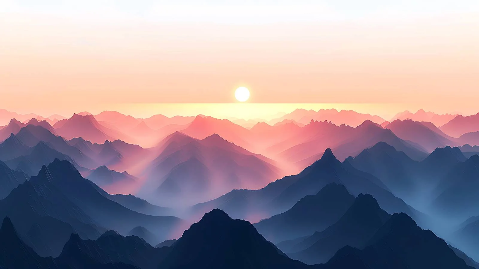 Serene Mountain Sunset on White Background — free download from Dotvec